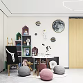 Colorful Playroom With Dolls Moon Wall Decor Telescope Easel And Round Cushions