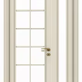 Classic White Double Door With Glass Panels And Metal Handle For Home Interior