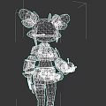 Cute Pink Game Movie Character With Large Ears Holding Dessert In