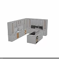 White Modern Kitchen Cabinets With Island Countertop And Built In Ovens