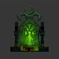 Mythical Throne Structure With Green Glowing Core Ornate Pillars And Intricate Carved Steps