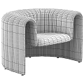Modern Elegant Gray Accent Chair With Vertical Tufted Back And Curved Arms 3d model