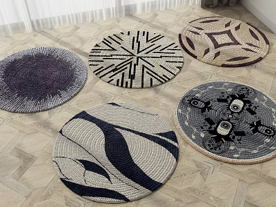 Round Woven Rugs With Various Patterns For Home Floor Decor 3d model