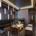 Modern KTV Interior Design With Starry Ceiling Large Screen Sofa And Glass Table 3d model