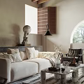 Modern Living Room Interior Design With Comfortable Sofa Coffee Table And Decorative Plants