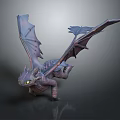 Purple Dragon Mythical Creature Character With Yellow Eyes And Spread Wings