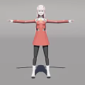 Child With Pink Hair Red Dress Black Leggings White Shoes Arms Outstretched