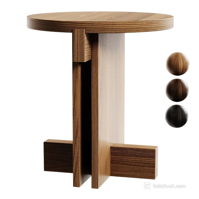 Wooden Tea Table And Chairs With Round Top Unique Structure And Wooden Balls 3d model 