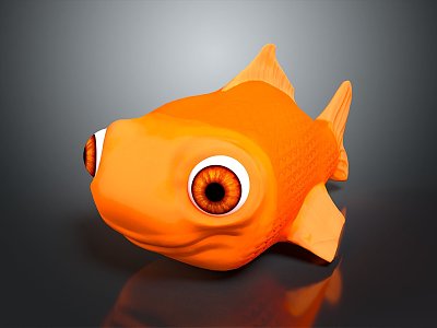 Modern cold water fish goldfish gilt grass gold 3d model