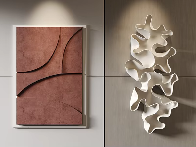 Modern Wall Decorations With Geometric Art And Abstract Sculpture 3d model