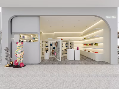 Modern Retail Store Interior With Open Layout Display Racks And Colorful Merchandise 3d model