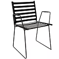 Modern Black Metal Leisure Chairs With Striped Seats And Curved Armrests Design