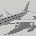 Passenger Airplane Exterior Design With Side View Wings Engines And Windows