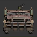 Post Apocalyptic Modified Truck With Rusty Exterior Mounted Gun And Front Guard
