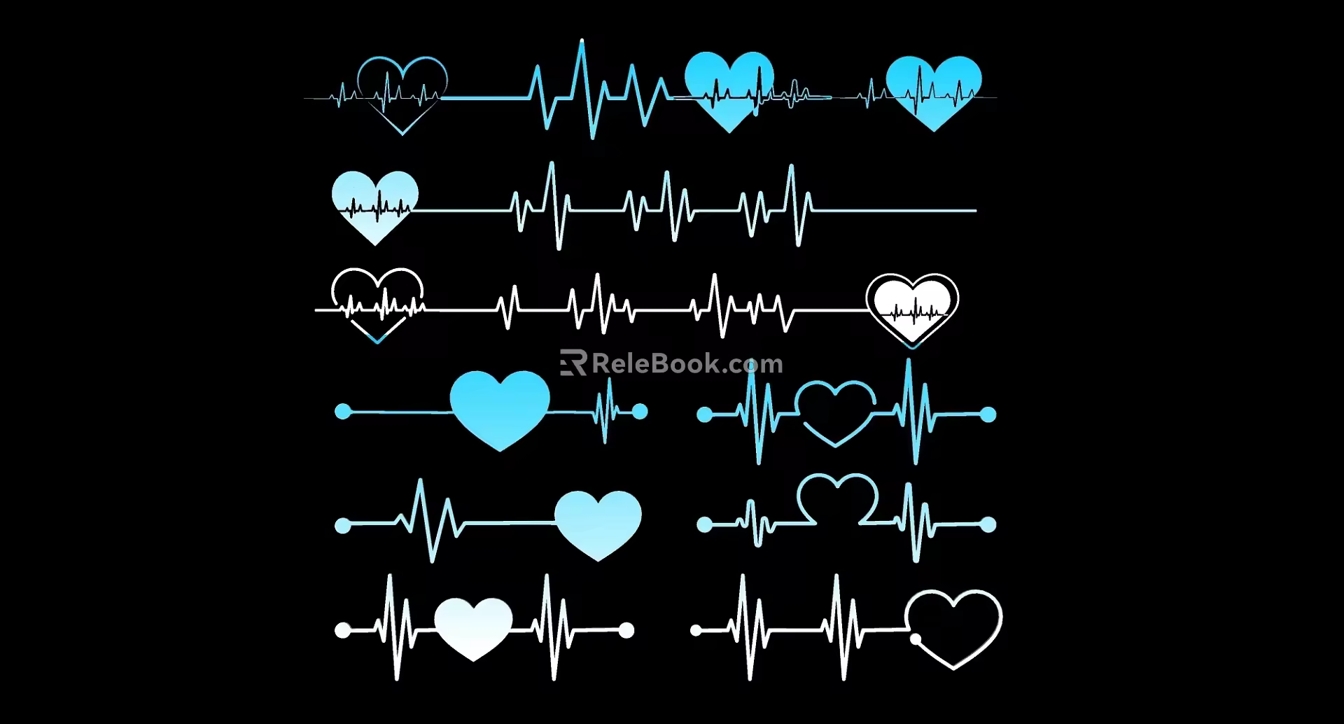 2D Heartbeat Pulse Line Silhouette 3d model