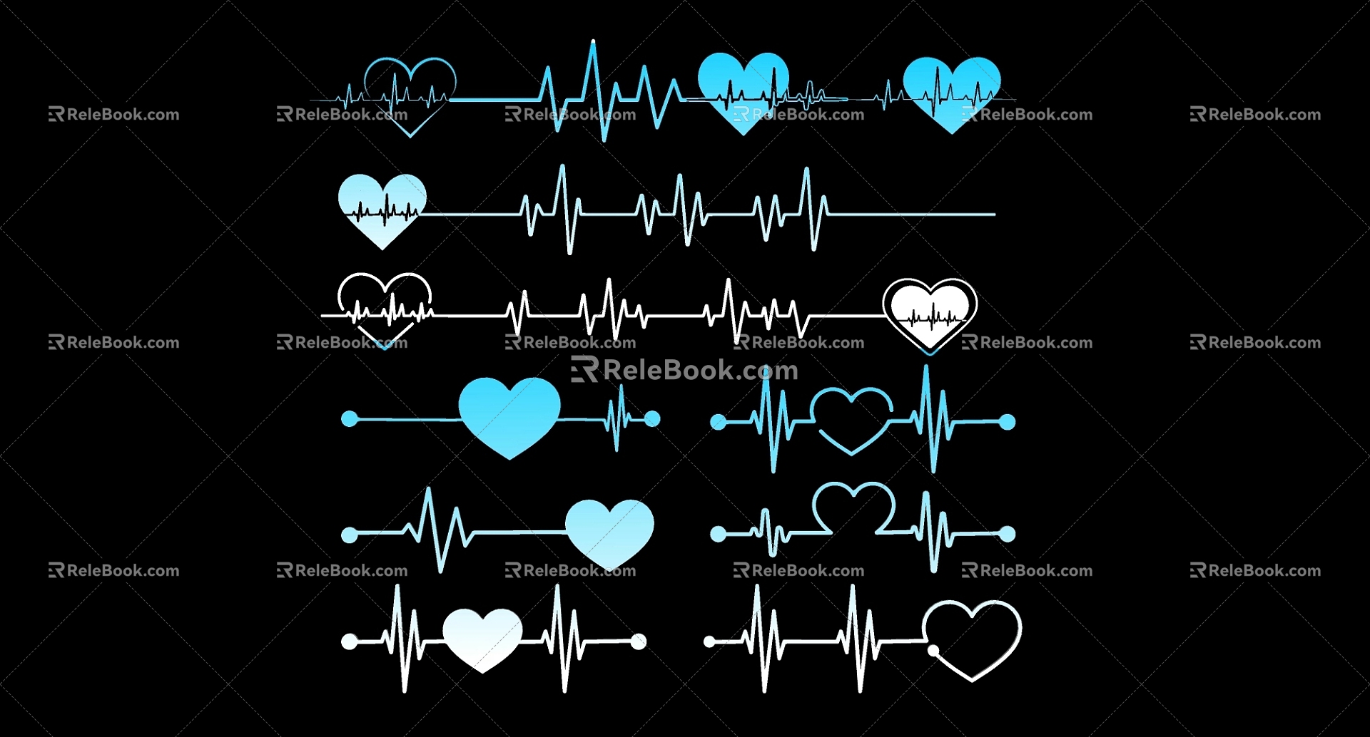 2D Heartbeat Pulse Line Silhouette 3d model