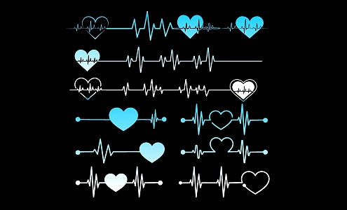 2D Heartbeat Pulse Line Silhouette 3d model