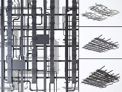 Modern Ceiling Structural Design With Grid Framework And Metal Beams 3d model