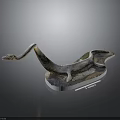 Artistic Silver Serpent Sculpture With Curved Body Elongated Head And Platform Base
