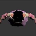 Game Movie Female Character In Pink Dress With Black Twin Ponytails And Pink Shoes