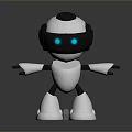 Black And White Robot Character With Blue Eyes White Body And Reflective Base