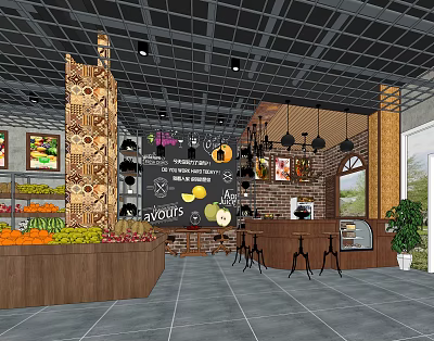 Industrial LOFT Fruit Shop 3d model