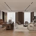 Modern chairman office manager office sofa coffee table combination 3d model