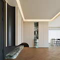 Modern Foyer Hallway Interior With Marble Column White Cabinets And Light Strips