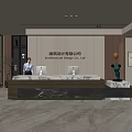 Middle Antique Company Front Desk Background Wall Reception Area Bar Desk Reception Desk Lobby Simple Lobby 3d model