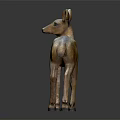 Detailed Beige Deer Model Standing On Dark Background With Shiny Reflection