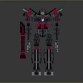 Futuristic Robot Character With Black Red Gray Detailed Mechanical Structure In Standing Pose