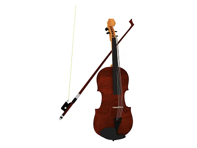 Classical Wooden Violin With Bow And Strings For Musical Instruments 3d model