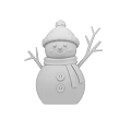 Cute Snowman With Pink And Blue Hat Red Scarf Branch Arms And Colorful Buttons