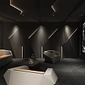 Modern Home Theater Interior With Large Projection Screen Comfortable Seating Coffee Table And Ambient Lighting