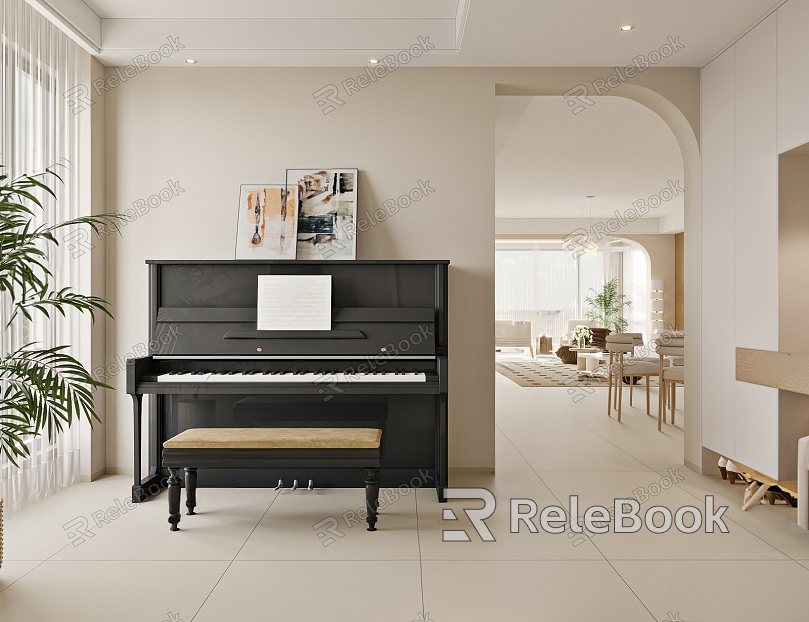 Cream Piano Room model