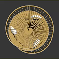 Golden Metal Fan Shaped Decorative Light With Circular Base And Modern Design