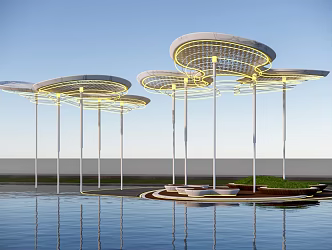 Modern landscape gallery park gallery landscape structure 3d model