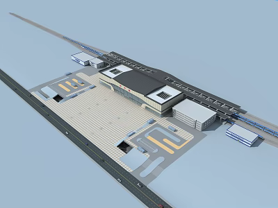 Modern High Speed Railway Station Architectural Design With Platforms And Tracks 3d model