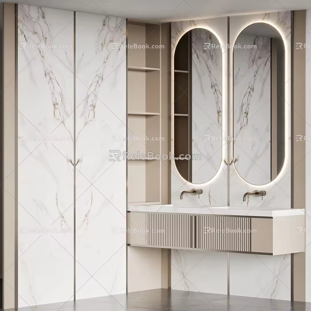 Modern sink double sink 3d model
