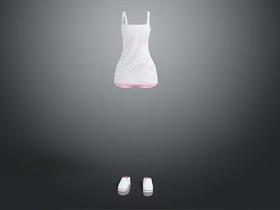 Stylish White Tank Top and Comfortable White Shoes for Casual Daily Wear 3d model