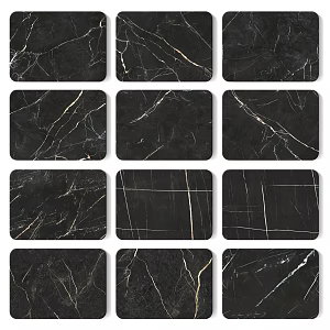 Black Marble Stone Black Gold Flower 3d model