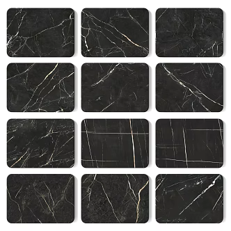 Black Marble Stone Black Gold Flower 3d model