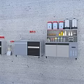 Bubble Tea Shop Functional Interior Setup With Operation Counter Ingredient Storage Cabinet And Equipment 3d model