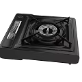Black Gas Stove With Four Burners And Lower Control Panel Design For Kitchen