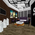Modern Hotel Public Lounge Area With Luxury Sofa Coffee Table And Decorative Paintings