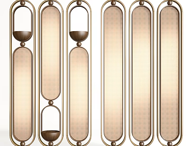 Elegant Modern Decorative Room Dividers With Brass Frames And Mesh Panels 3d model