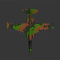 3D Rendered Space Shuttle With Red Green Camouflage Landing Gear On Dark Reflective Background