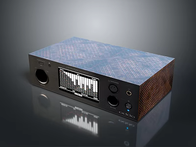 Modern Computer External Audio Interface With Textured Surface And Waveform 3d model