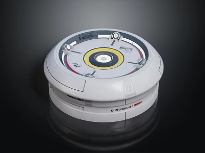 Conventional Fire Detector Circular White Design With Central Button And Indicator Light 3d model