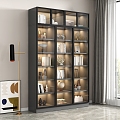 Glass door bookcase bookcase book furnishings 3d model